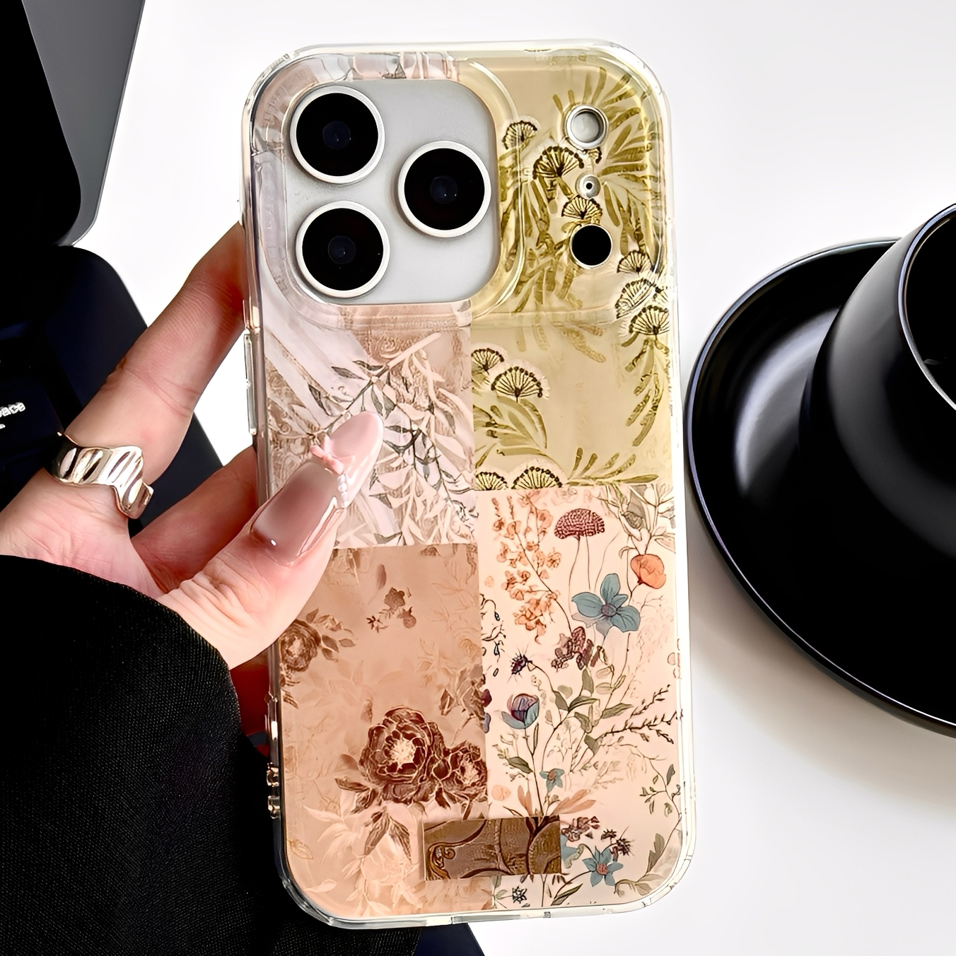 适用iPhone苹果拼接碎花手机壳