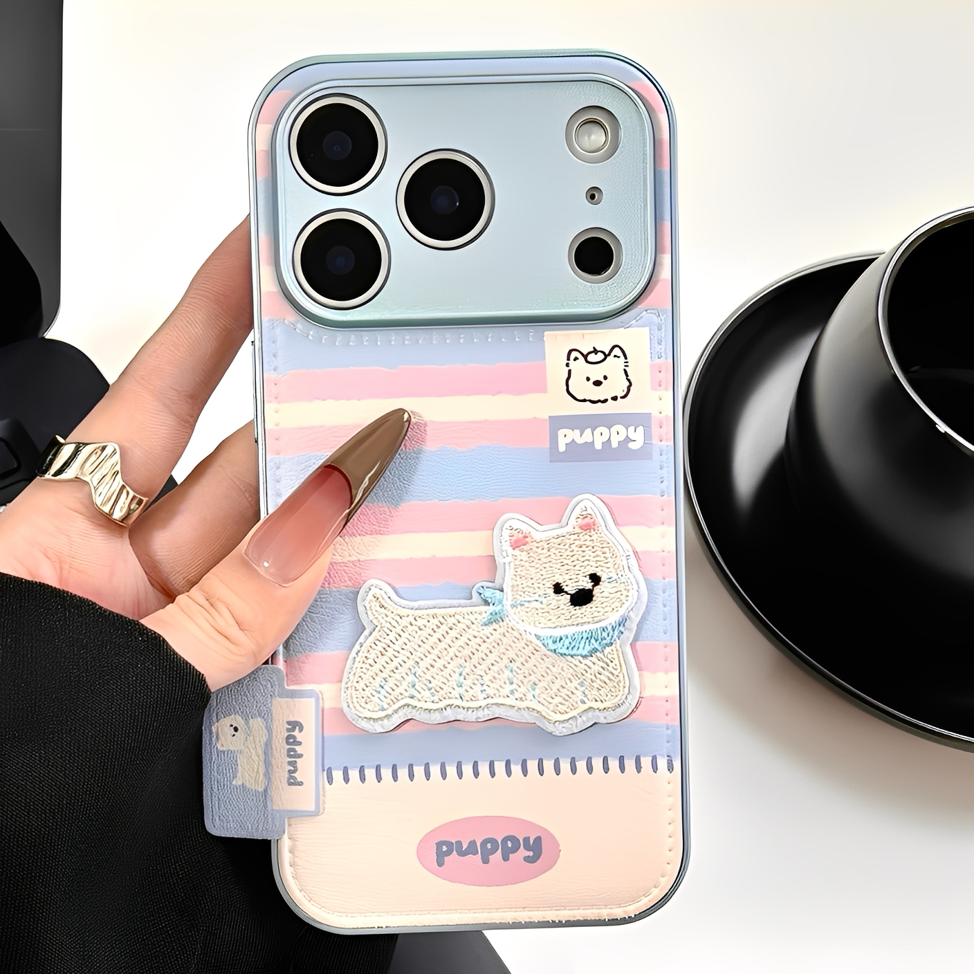 适用iPhone苹果条纹狗狗手机壳