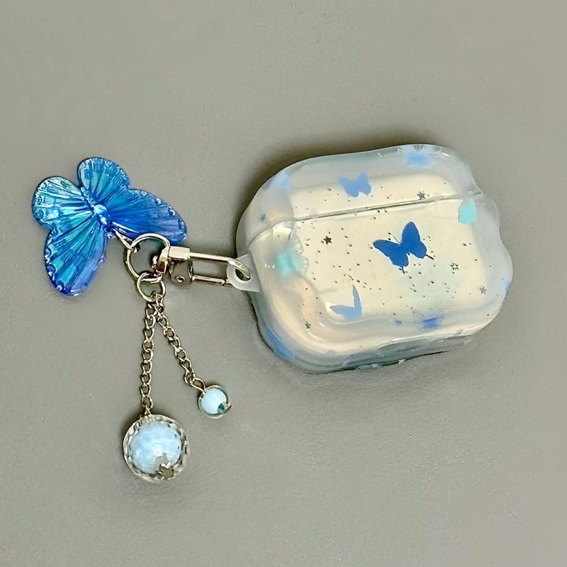 适用AirPods泼墨蓝色蝴蝶耳机套
