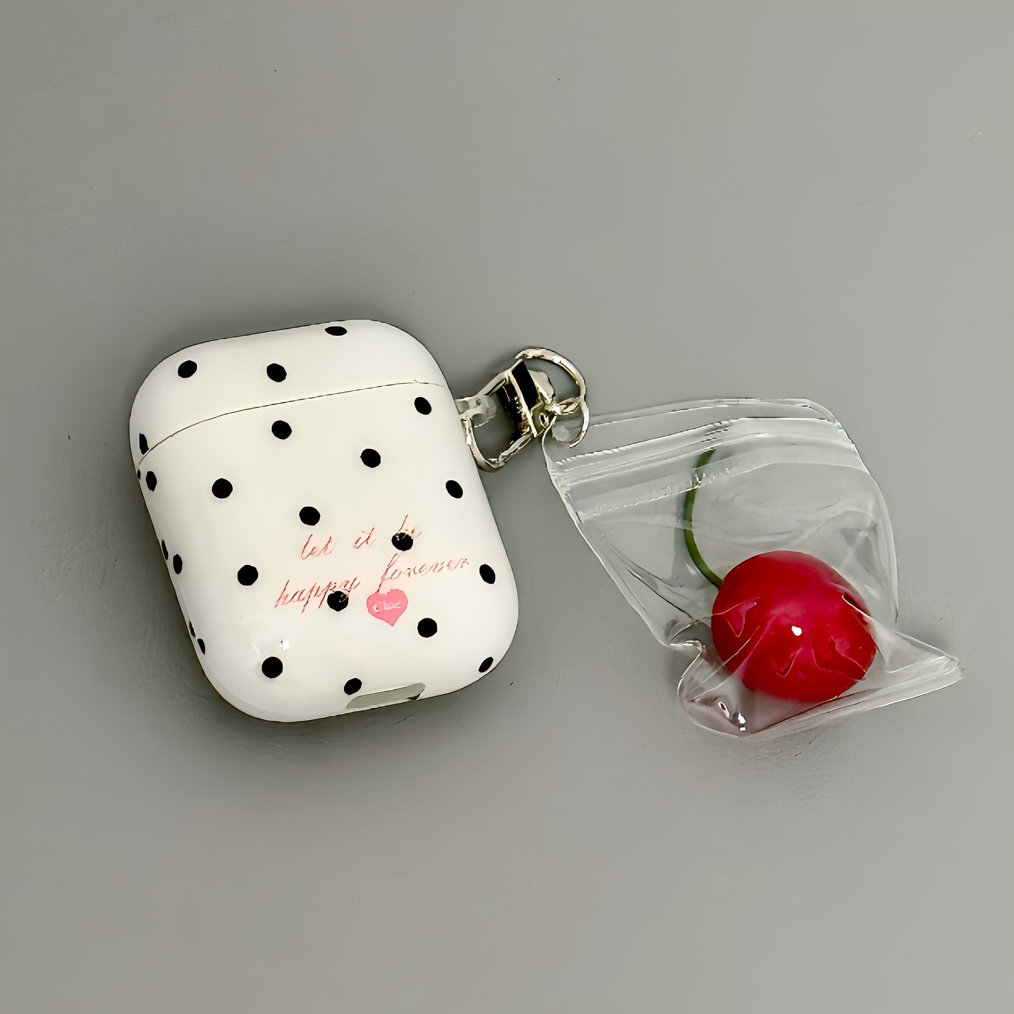 适用Airpods4耳机保护套韩国波点英文爱心苹果耳机套AirPods1/2代/pro保护壳带吊坠airpods3蓝牙耳机壳小众女
