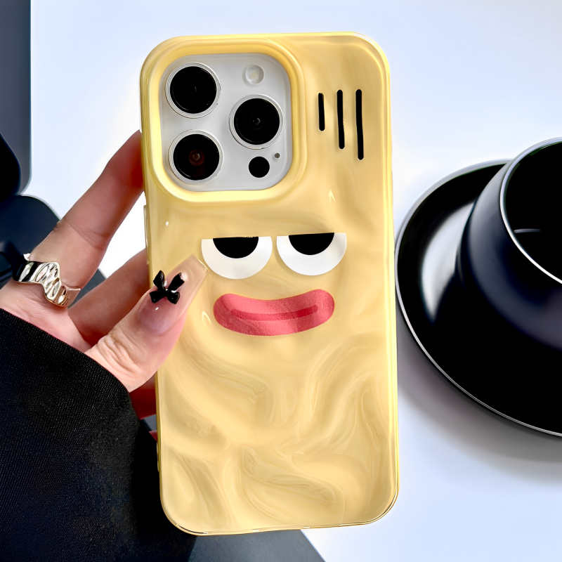 可爱搞怪萌趣表情适用iphone16pro苹果15手机壳新款13pro小众14promax皱褶纹全包防摔保护套14个性创意男女款