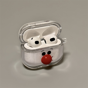 适用Airpods4耳机保护套闪粉流沙红鼻子苹果耳机套AirPods1/2代/pro保护壳透明带吊坠airpods新3代蓝牙耳机壳