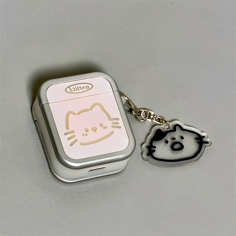 适用AirPods4耳机保护套电镀镂空英文猫咪苹果耳机套AirPods1/2代/pro保护壳带挂绳airpods新3代蓝牙耳机壳女