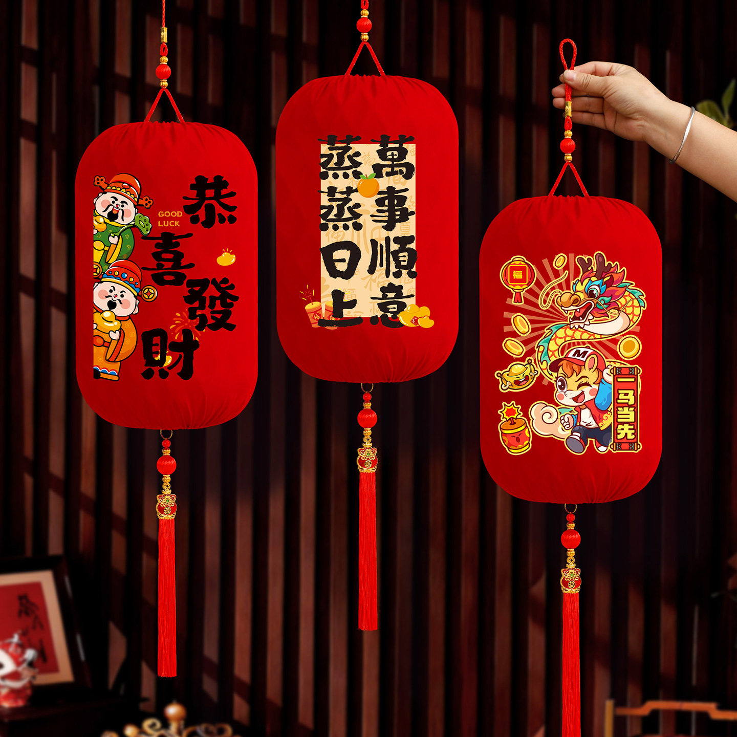 2026马年新款新年过年灯笼红灯笼大门口一对春节挂饰户外阳台吊灯