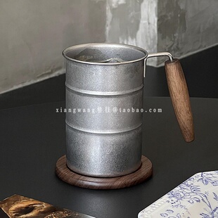 ins风复古工业风啤酒杯雪花不锈钢水杯马克杯户外露营杯子