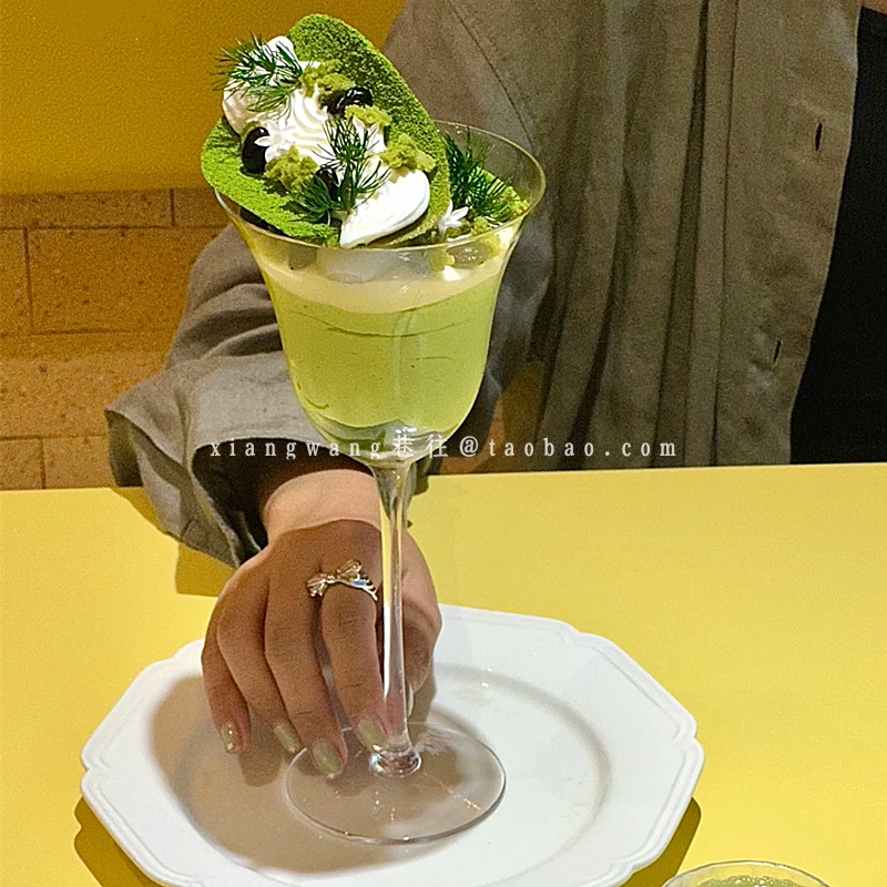 ins风阔口香槟杯高脚杯古典
