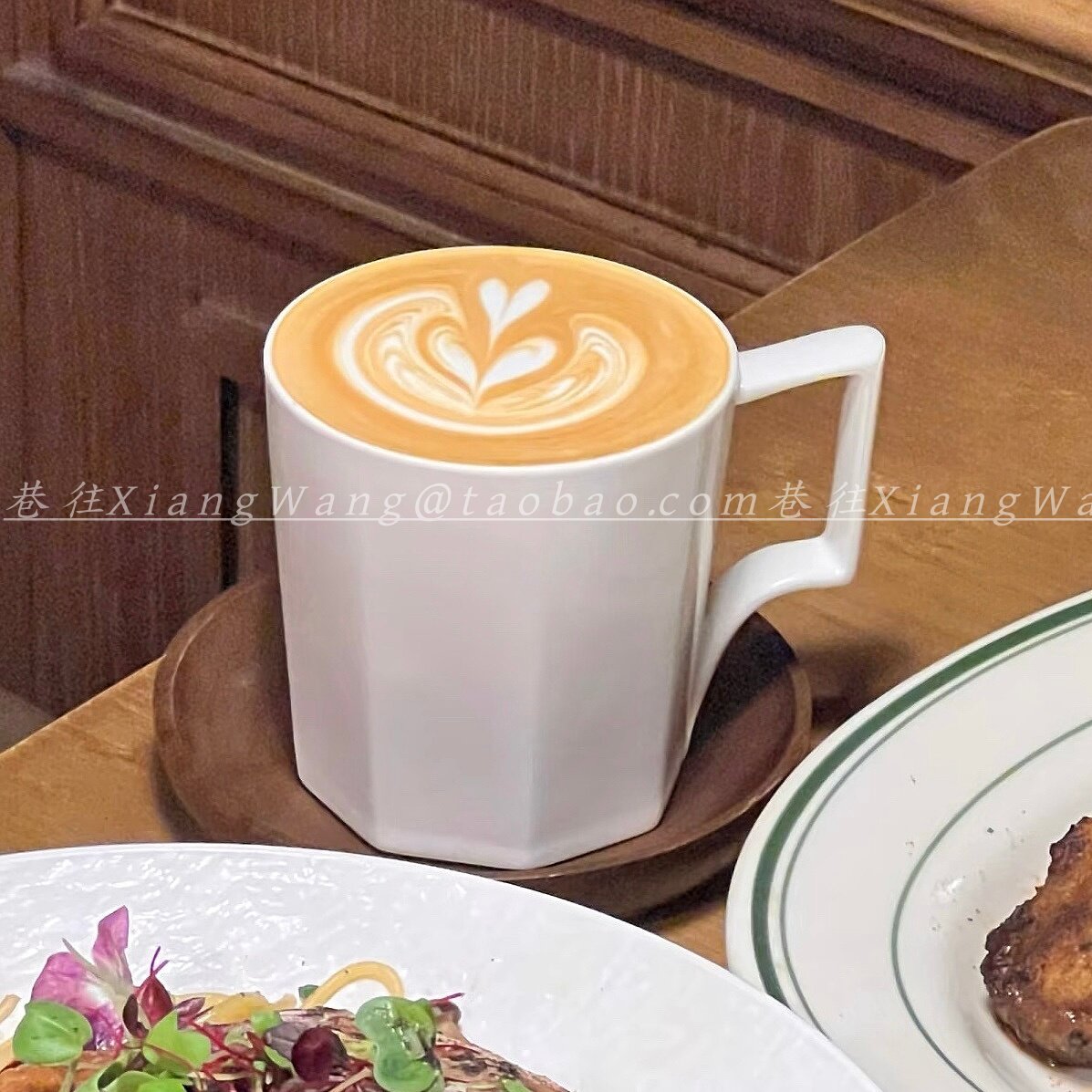 复古竖纹陶瓷咖啡杯家用下午茶杯拿铁拉花杯子简约现代轻奢高级感