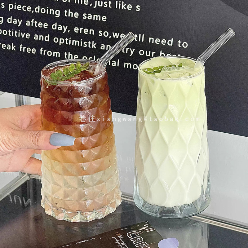 高颜值500ml水果茶杯玻璃水杯子咖啡杯果汁杯冷饮料饮品杯