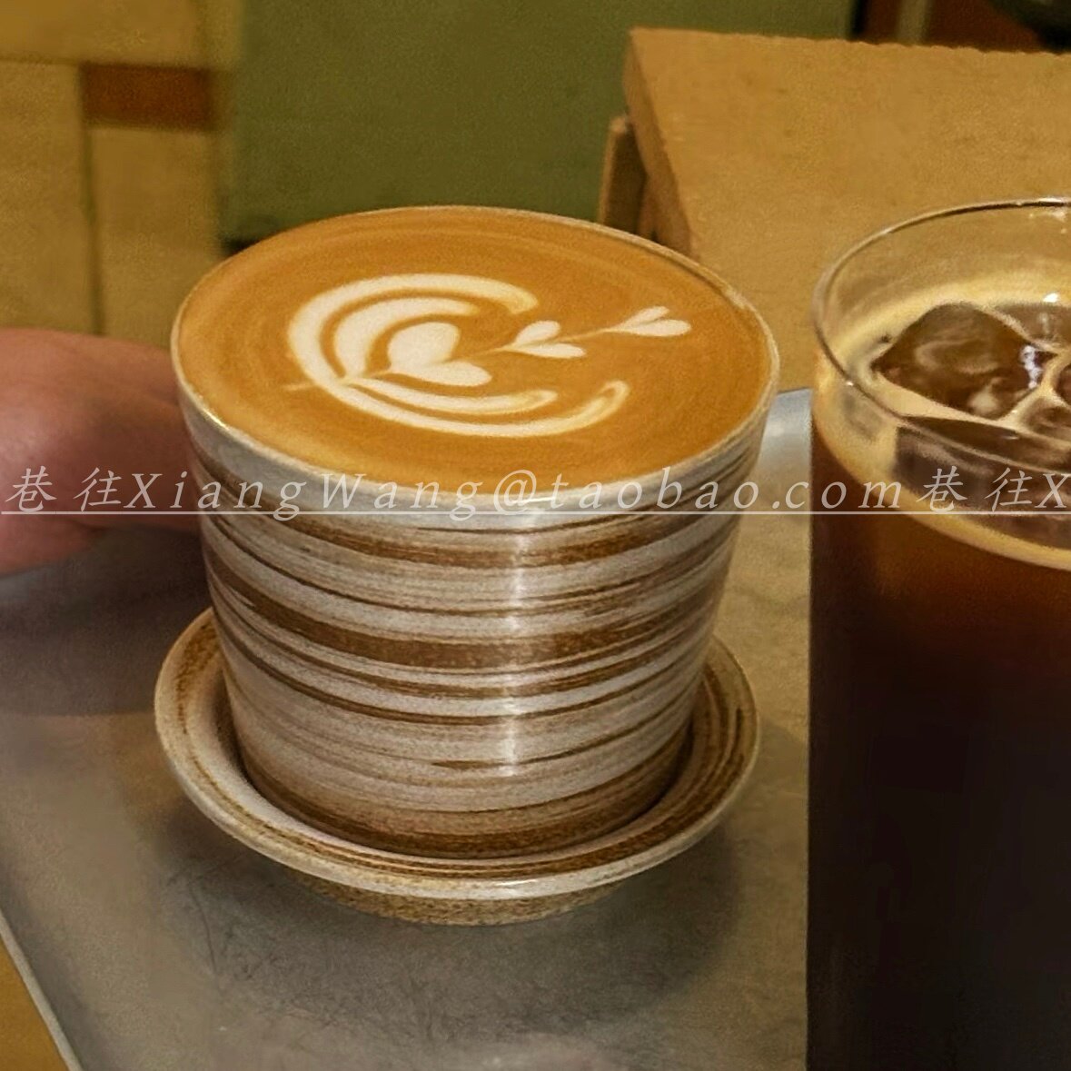 窑变釉陶瓷杯碟猪口杯