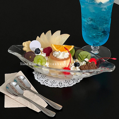 创意设计香蕉船玻璃水果盘