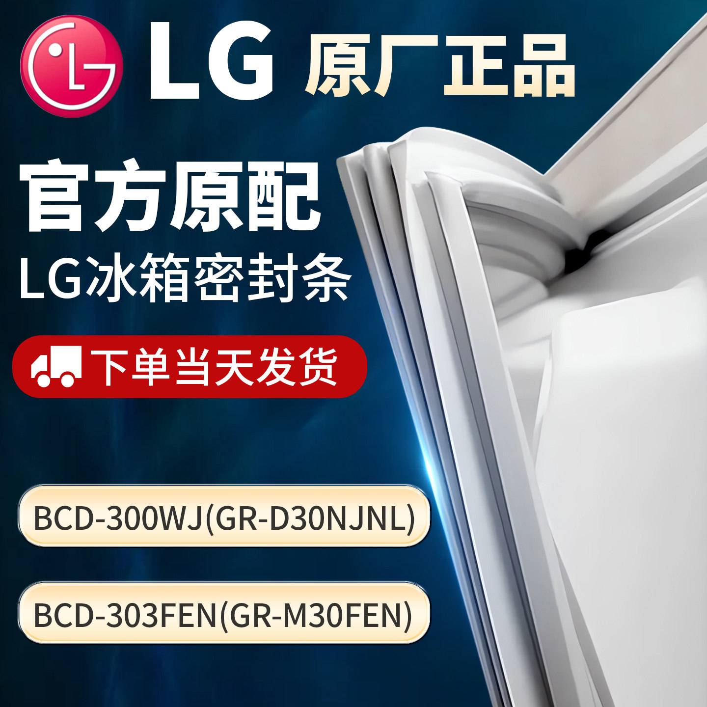 适用LG BCD300WJ（GR-D30NJNL）303FEN(GR-M30FEN)冰箱门密封胶条
