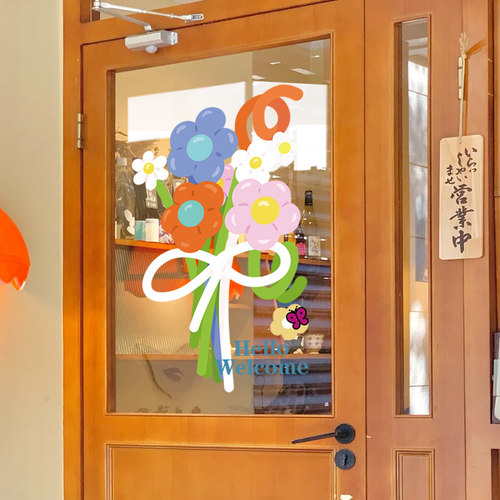 静电贴玻璃门贴纸店铺装饰布置