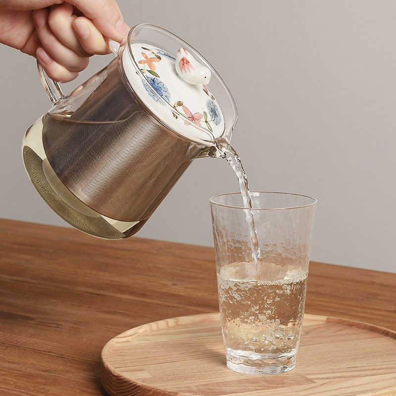 玻璃泡茶壶波佐见烧日式手绘