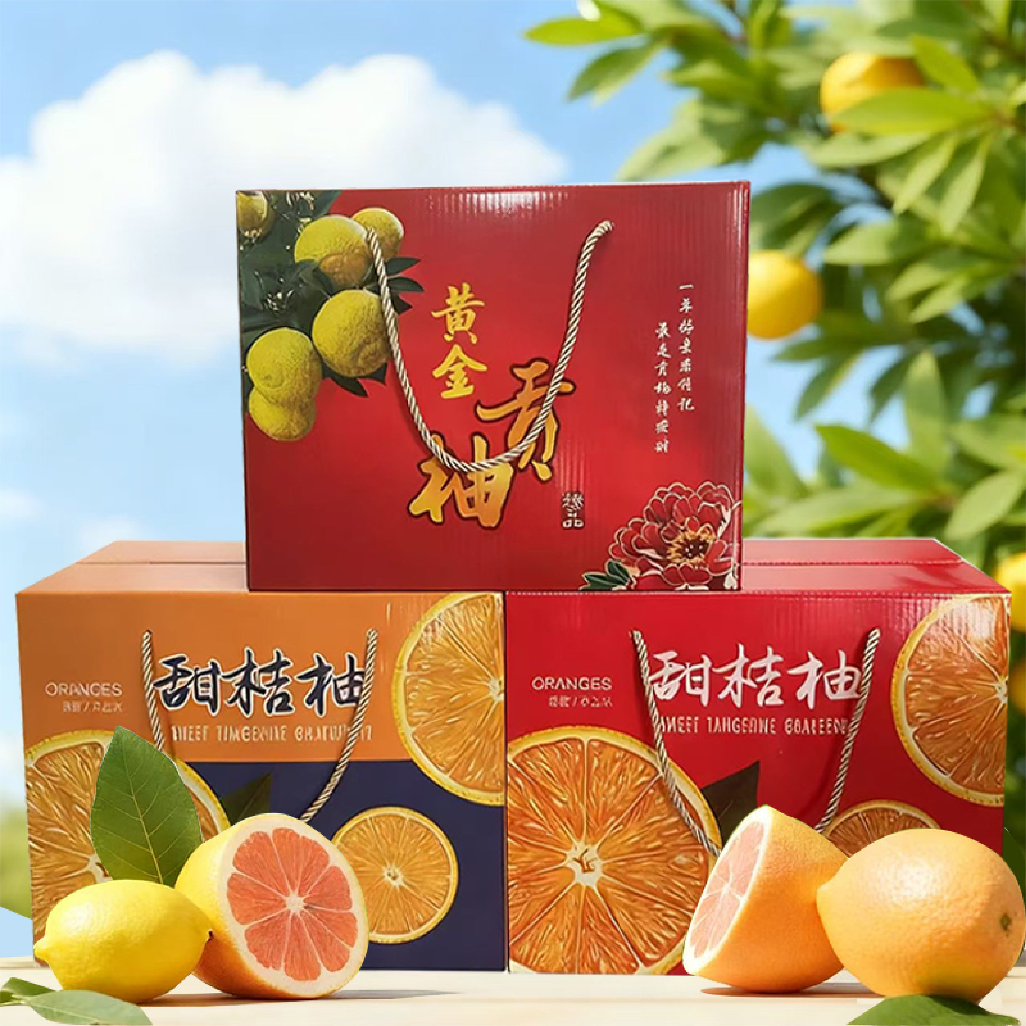 甜桔柚包装盒黄金贡柚礼盒图片