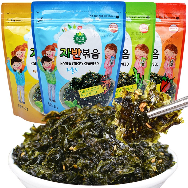 韩美禾海苔碎拌饭韩国拌饭海苔原味烧烤即食儿童零食紫菜拌饭60g