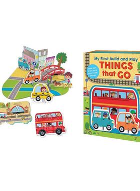 现货 我的第1个拼搭游戏 交通工具 英文原版 绘本 My First Build Play Things That Go 立体拼搭游戏 玩具书儿童纸板书