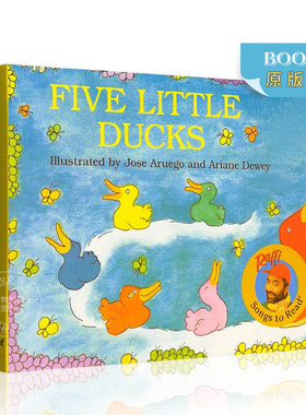 现货 Raffi 歌谣绘本五只小鸭子 英文原版 Five Little Ducks  数字 唱读童谣绘本 廖彩杏推荐 儿童数学入门启蒙 儿歌纸板书