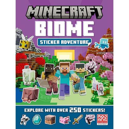 现货 我的世界生物群落探险贴纸书 游戏周边书 英文原版 Minecraft Biome Adventure Sticker Book 6+岁