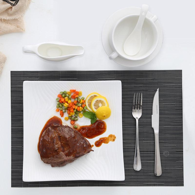 西餐餐盘餐具全套北欧创意家用菜盘方盘欧式早餐牛排刀叉盘子套装