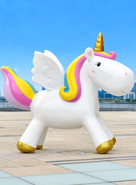 卡通独角兽雕塑玻璃钢