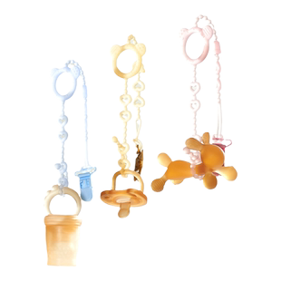 婴儿牙胶防掉链绳子咬咬乐安抚奶嘴链夹子宝宝硅胶防丢链磨牙玩具