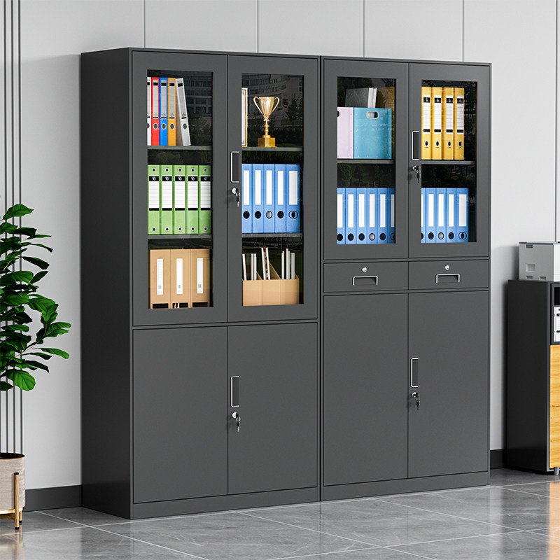 办公室铁皮文件柜钢制资料柜五层带锁档案柜财务凭证柜玻璃书柜