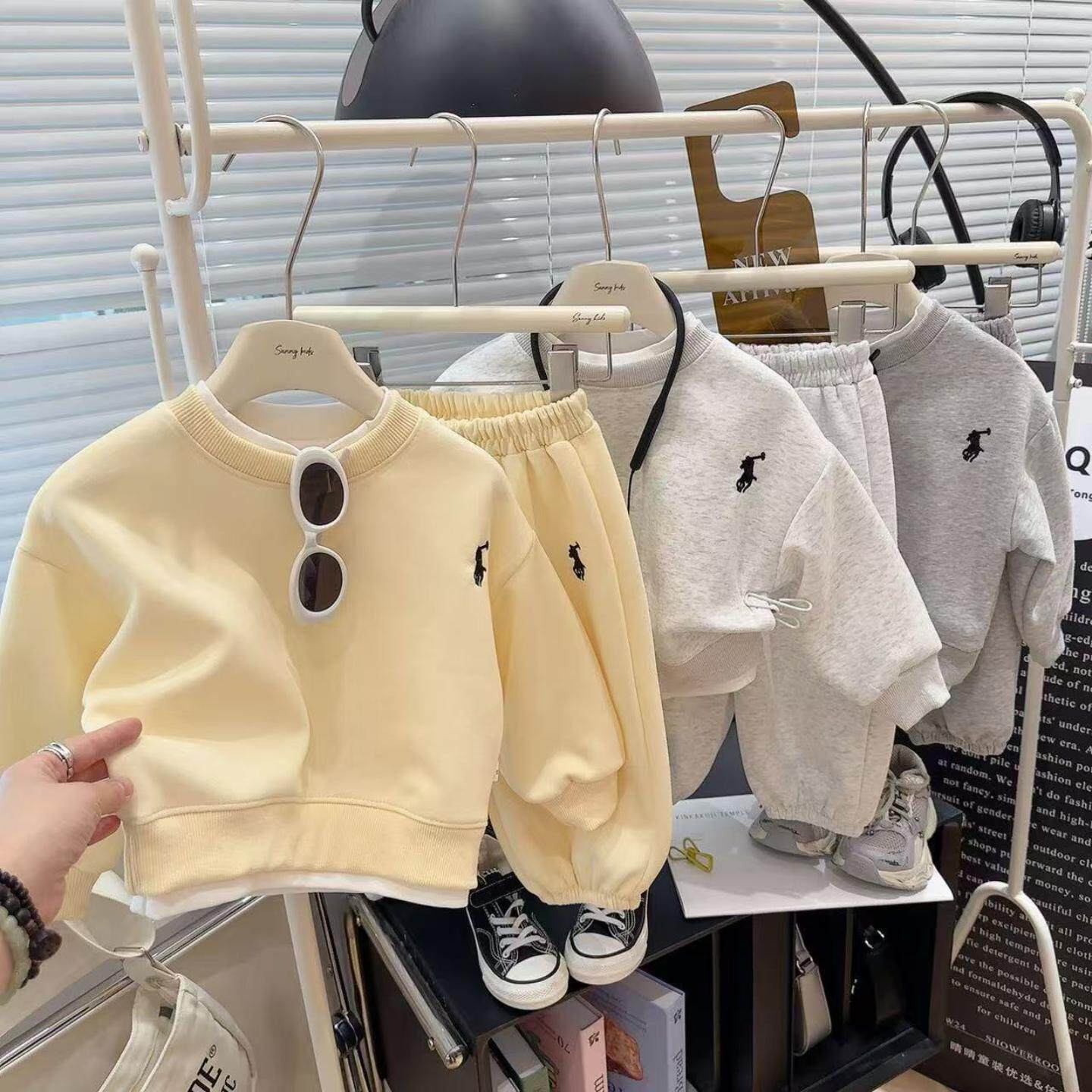 刺绣卫衣套装2026春秋季新款儿童洋气卫衣男童女童韩版休闲运动服