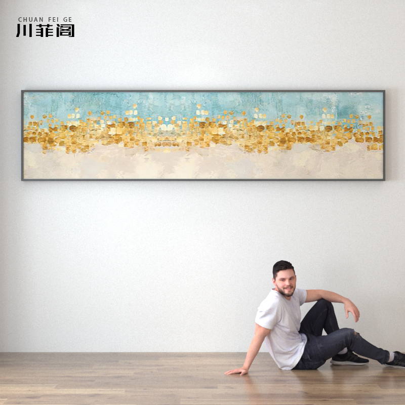 蓝色的星星挂画新中式客厅沙发茶室装饰画背景墙卧室床头茶桌横幅