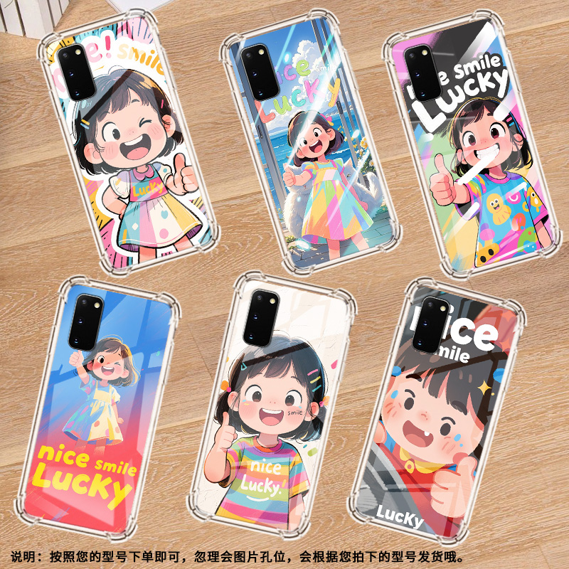 适用三星S10Plus手机壳三星Note8防摔三星S8+小女孩三星S21Ultra高级感三星Note20气囊壳全包边保护套