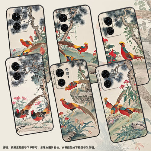 适用MOTOEdge40手机壳XT2243-2红腹锦鸡Edge50摩托罗拉G85防摔Edge40高级50Pro个性XT2401-2软壳保护套