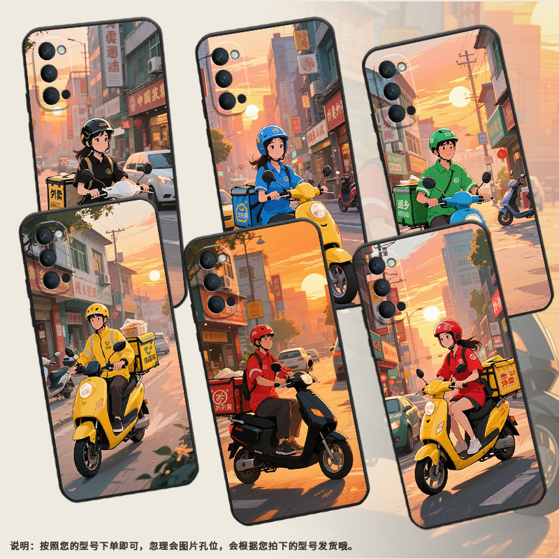 适用OPPOReno4手机壳10x纯黑色PCCM00商务0pp0Reno5K保护套Ace2城市街道Reno2高级PCKM70轻薄Reno5软壳