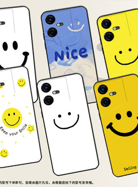 适用传音TecnoPovaNeo3手机壳LH6n保护壳2023黄底笑脸个性白底笑脸英文笑脸磨砂全包边磨砂星星笑脸文字文字