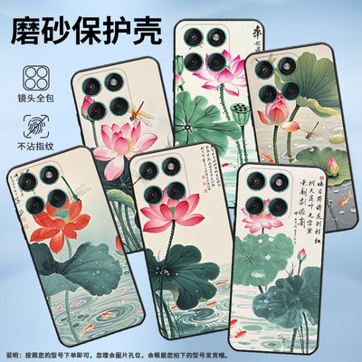 适用MOTOEdge60Pro手机壳Edge60s高级感耐磨Motorola防摔摩托罗拉G56硅胶G86全包XT2527-2两朵荷苞保护套