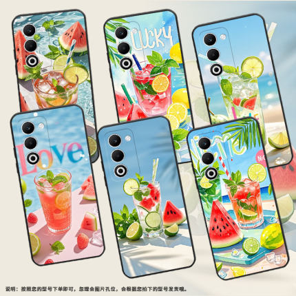 适用OPPOA5手机壳CPH2735防摔0pp0Reno14全包F29保护套PKT110耐磨OPPOReno13Pro硅胶OPPOR7s商务西瓜冰饮