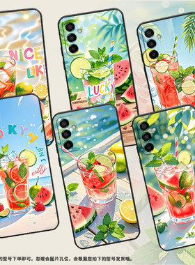 适用三星M02手机壳M04西瓜冰饮SM-M105F全包边samsungM12磨砂壳M23防摔爆SM-M145F黑色M20硅胶M21保护套
