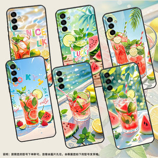 适用三星M02手机壳M04西瓜冰饮SM M145F黑色M20硅胶M21保护套 M105F全包边samsungM12磨砂壳M23防摔爆SM