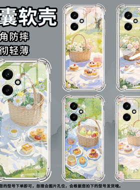 适用荣耀400手机壳荣耀GTPro时尚荣耀400Lite油画野餐男女款荣耀畅玩70Plus气囊壳荣耀X70i商务保护套