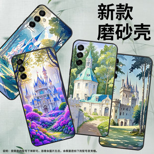 适用三星M22手机壳M04小路边城堡SM M145F黑色M02s硅胶M21s保护套 M105F全包边samsungM12磨砂壳M13防摔SM