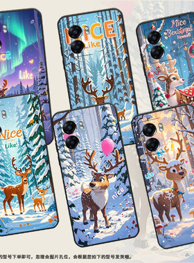 适用OPPOA57手机壳4G2022国外PFTM20硅胶0pp0A76纯黑色CPH2577高级A60/A77防摔5G轻薄A74雪景麋鹿保护套