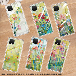 适用谷歌Pixel2手机壳Pixel2XL油画康乃馨谷歌Pixel3时尚Pixel3XL油画康乃馨谷歌Pixel3A气囊壳防摔保护套