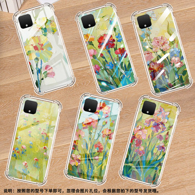 适用谷歌Pixel2手机壳Pixel2XL油画康乃馨谷歌Pixel3时尚Pixel3XL油画康乃馨谷歌Pixel3A气囊壳防摔保护套