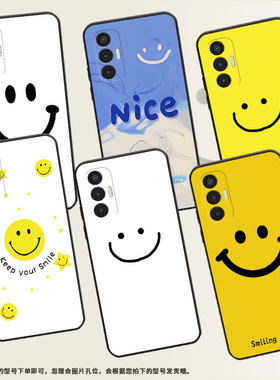 适用传音TecnoPova3手机壳2022保护壳LF7n黄底笑脸创意磨砂耐磨潮流小众网红ins蓝色笑脸时尚男女款国潮