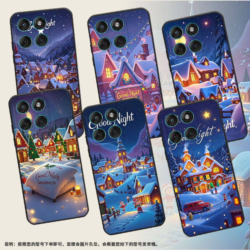 适用MOTOEdge60手机壳Edge60Stylus潮流Motorola防摔摩托罗拉G56硅胶G86Power全包XT2527-2圣诞之夜保护套