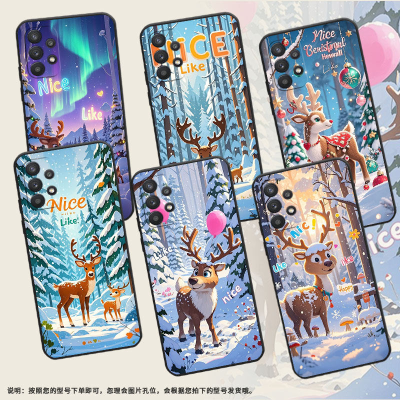 适用三星A25手机壳A20s高级感SM-A226B软壳samsungA23硅胶A31商务GalaxyA26个性SM-A356E保护套雪景里的鹿