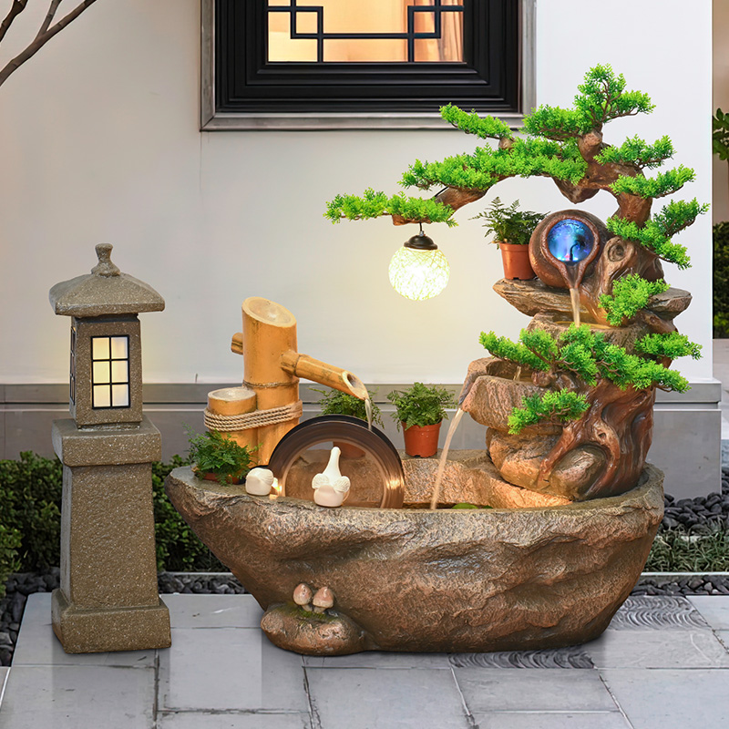 假山流水循环水摆件鱼池落地