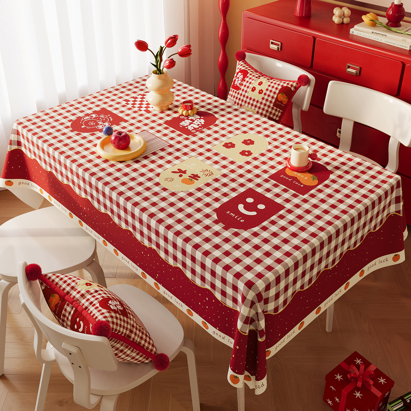 新年桌布2026新款红色喜庆氛围感餐桌布家用春节长方形茶几台盖布,居家布艺,桌布,淘宝优惠券,粉丝福利购,淘宝优惠卷