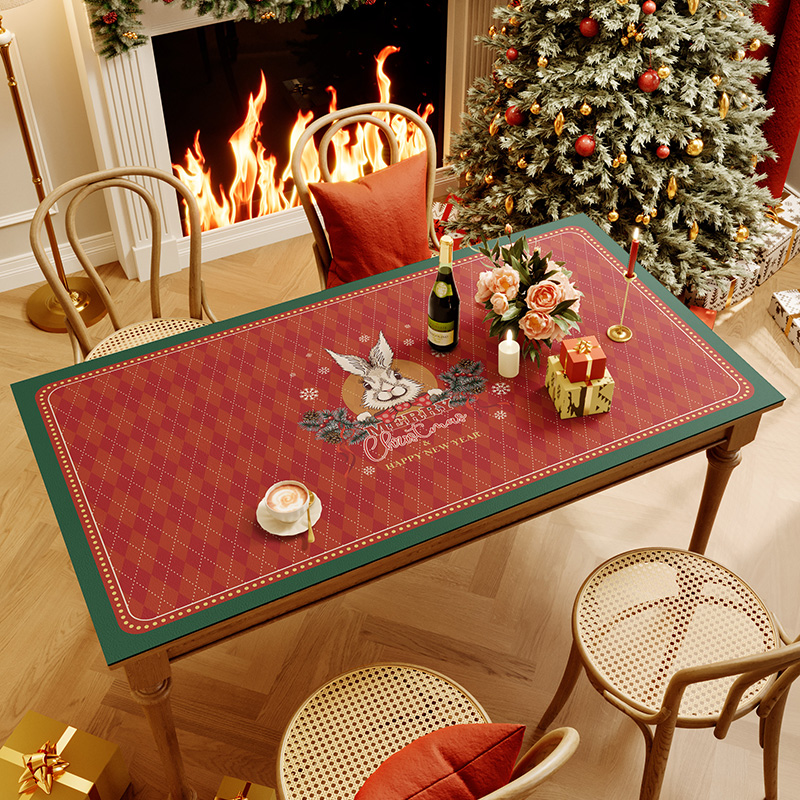 新年圣诞氛围桌布防水免洗