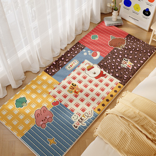 多巴胺地毯卧室长条床边毯儿童房地垫2025新款 高级感加绒防滑脚垫