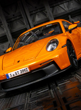 比美高1:24仿真保时捷911 GT3合金汽车模型超跑金属静态摆件收藏