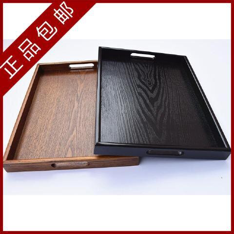 正品包邮黑色实木托盘长方形 盘子 茶具茶盘 欧式茶水杯 茶托盘
